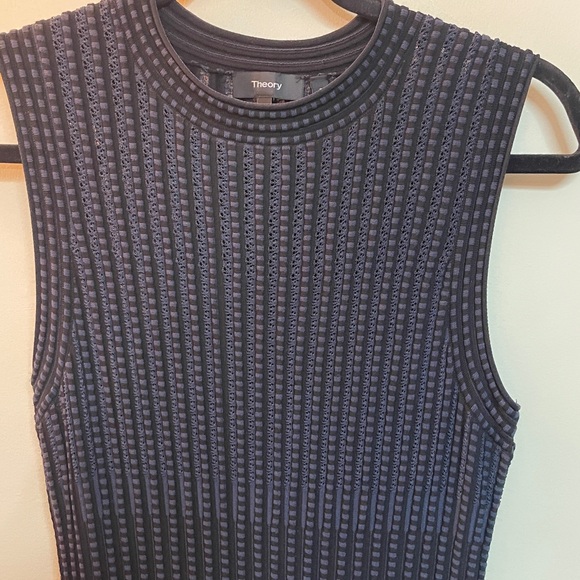Theory Navy Textured Mini Dress Size Medium - Picture 3 of 12